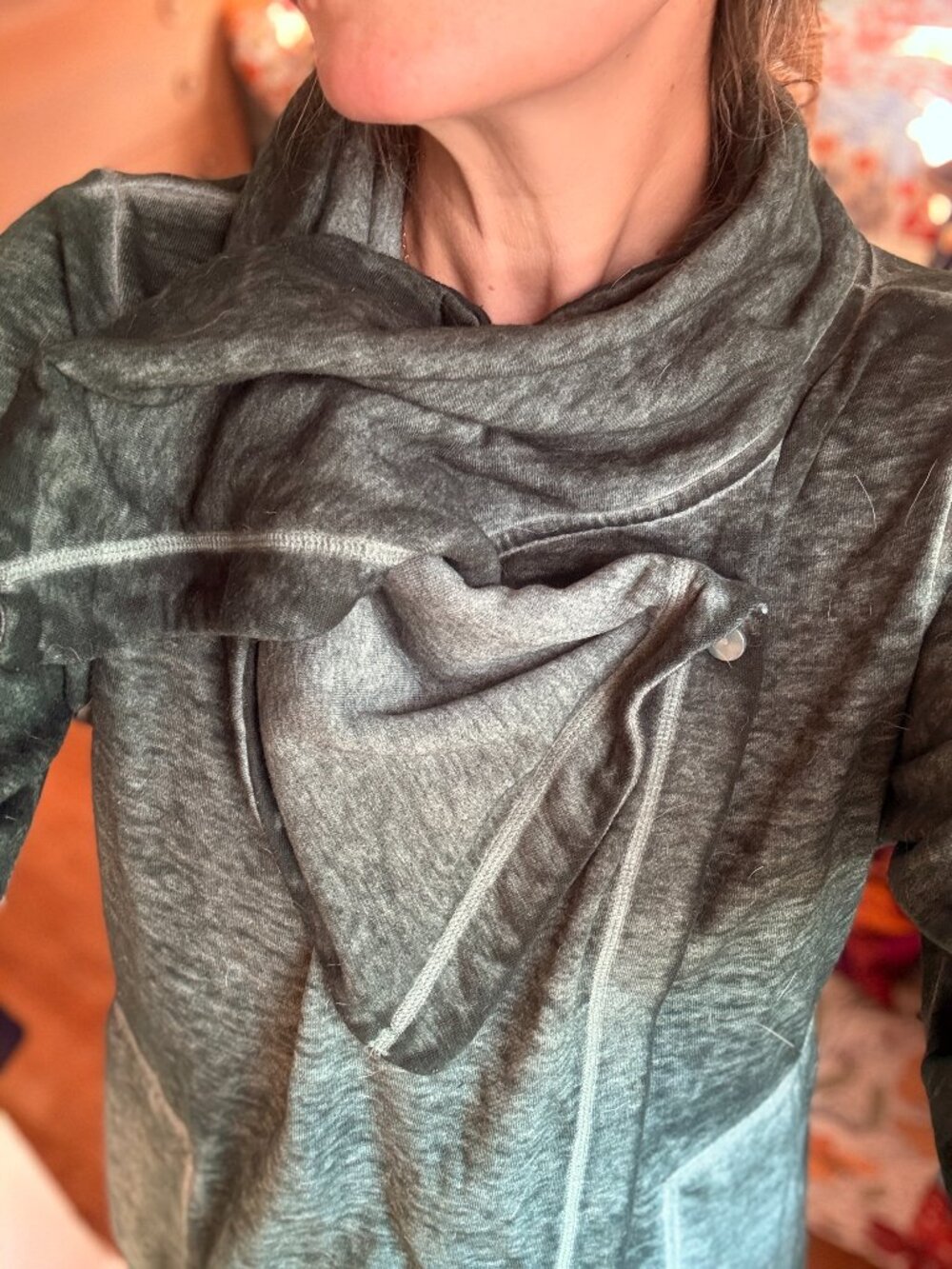 Grace & Lace Fleece Wrap Mineral Washed | Grey Green Sz L | Excellent Condition